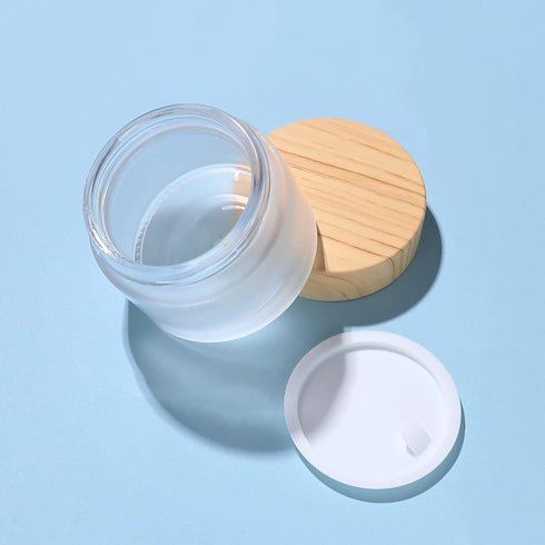 50 Gram/ml Glass Cosmetic Containers with lids Round Frosted Cosmetic Jars with Leakproof lids,Small Empty Glass Sample Jars for Makeup Lip Scrub Balm Lotions Sample Eye Creams DIY (4 PACK 50ML) by Yerpkefey
