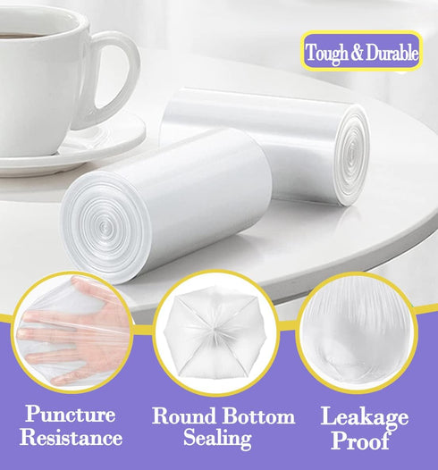 3 Gallon 80pcs+10pcs Small Clear Trash Bags - Strong Plastic Garbage Bags for Bathroom Trash Can Liners
