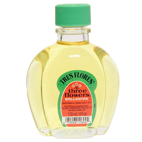 Three Flowers Brilliantine, Men Hair Styling Oil, Anti-Frizz, 2-Pack of 4 FL Oz, Bottles, amber