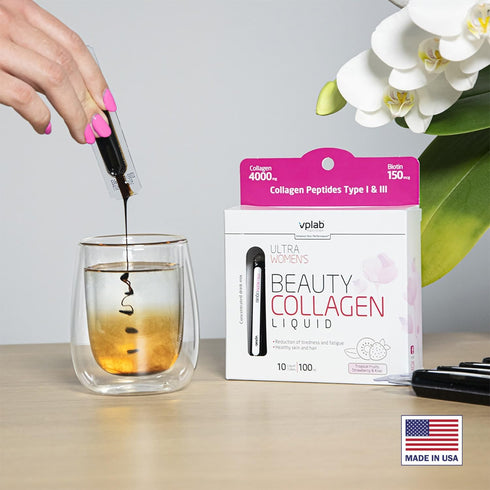 VPLab Ultra Women's Beauty Liquid Collagen - Biotin-Infused Multivitamin Complex with Peptides Type I & III Supplement