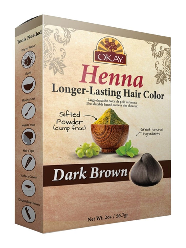 OKAY LONGER LASTING HENNA COLOR, Dark Brown, 50gr / 2oz