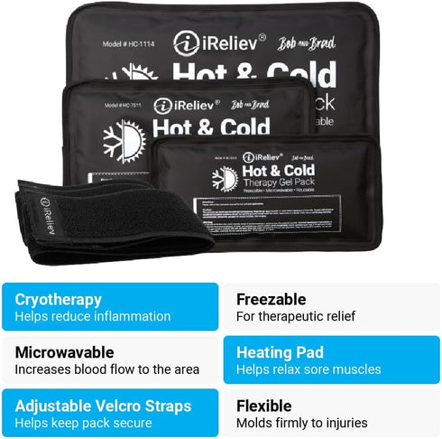 Ice Pack for Hot & Cold Therapy, Reusable Gel Pack for Pain Relief in Arm, Leg, Knee, Shoulder, and Back