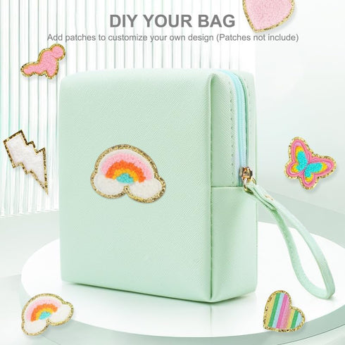 Teircno Sanitary Napkin Period bag for Women, Sanitary Napkin Storage Bag, PU Leather Sanitary Pad Bags Pounch