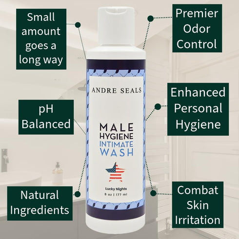 Intimate Wash for Men, Lucky Nights Scent – Refreshing Genital Care & Odor Control, Men's Hygiene