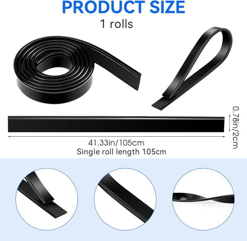 Squeegee Rubber Replacement, 41inch/roll Squeegee Blade Silicone Window Rubber Squeegee Replacement Blades Black Squeegee Scrubber Squeegee Refill Blades Head for Windows, Shower Doors, Glass Cleaning