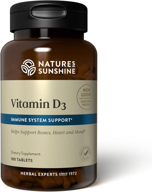 Nature's Sunshine Vitamin D3, 180 Tablets, Supports Bone Health & Overall Health, May Improve Mood