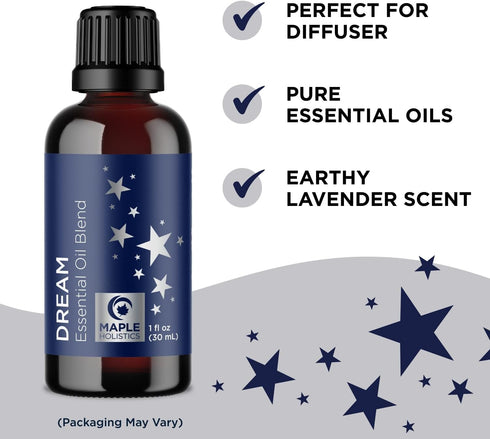 Set Maple Holistics Essential Oils - Relaxing Nighttime and Morning Essential Oil Blends for Diffuser with Mint