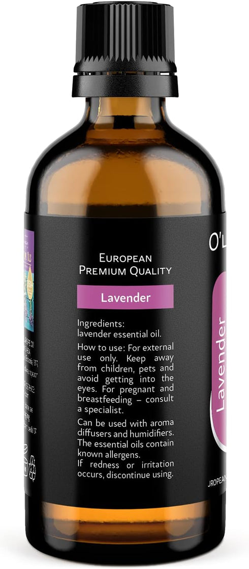 Pure Lavender Essential Oil by O'linear, Tension Relief Oil for Diffuser & Humidifier, 3.4 FL Oz
