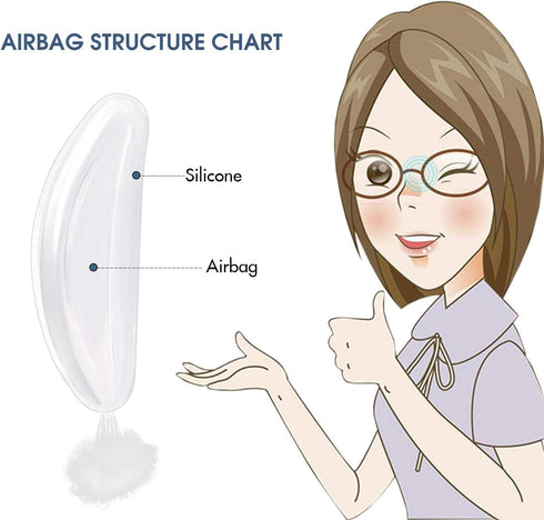 2.5mm Eyeglasses Air Bag Stick on Silicone Nose Pads - Upgrade 10 Pairs for Plastic Frame, Anti-Slip