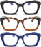 DXYXYO Blue Light Blocking Reading Glasses for Women, 1.5 Oversized Retro Square Computer Readers (3 Pack)