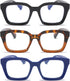 DXYXYO Blue Light Blocking Reading Glasses for Women, 1.5 Oversized Retro Square Computer Readers (3 Pack)