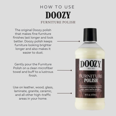 Doozy 16 oz Furniture & Cabinet Polish for All Wood, Metal, Leather & Glass, Best to Clean, Restore, Protect, Shine &