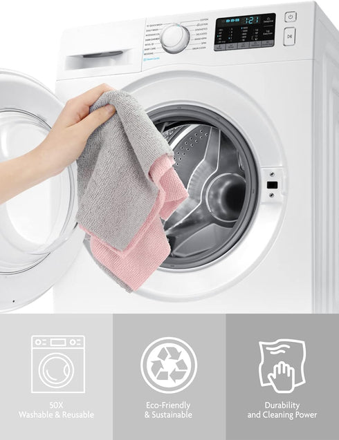 Microfiber Cleaning Cloth Roll - 60 Pack, Tear Away Towels, 12" x 12", Reusable Washable Rags for Car, House