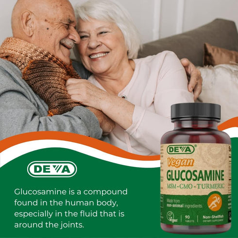DEVA Vegan Glucosamine-MSM-CMO & Turmeric Supplement - 90 Tablets (Pack of 2) Gluten Free Plant Based Nutritional