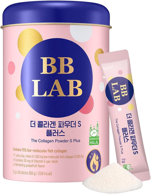 BB LAB Collagen Powder S Plus - Halal, Low Molecular Korean Collagen Powder Stick Supplement, Grapefruit Flavor