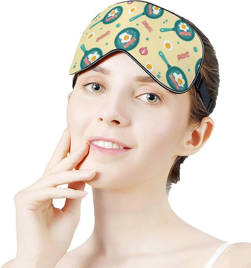 Sleep Mask,Fried Eggs Bacon Onions Eye Masks with Adjustable Strap for Sleeping,Block Light Eye Sleep Shade Cover