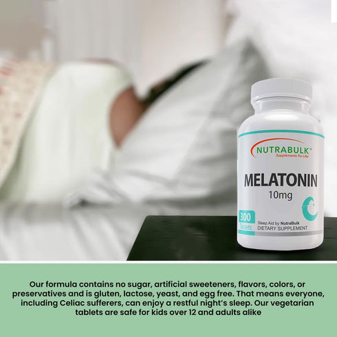 Melatonin 10 mg Tablets, Quick Release Natural Nighttime Sleep Aid for Adults, 300 Count