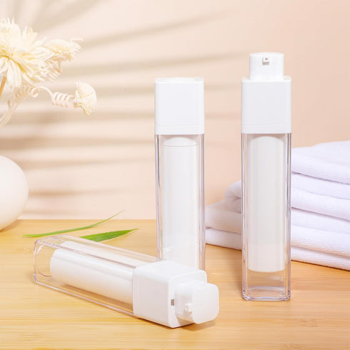 Holibanna Airless Pump Dispenser Foundation Bottle: 3pcs 50ml Skincare Moisturizer Empty Refillable Pumps Container 1.7oz Reusable Travel Dispenser Pumps Bottle by Holibanna