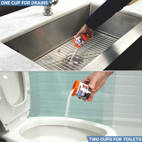 Hair Drain Clog Remover Powder | Septic Safe Drain Cleaner for Toilets, Sinks, Tubs - 3 Uses + Hair Snake