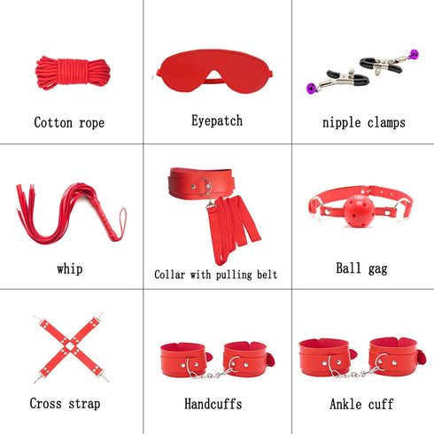 Wrulifrey 32 Sets Sex Whip BDSM Adult Couples Games Anal Plug Dildo Bondage for Sex Pcs BDSM Leather Bondage Restraint