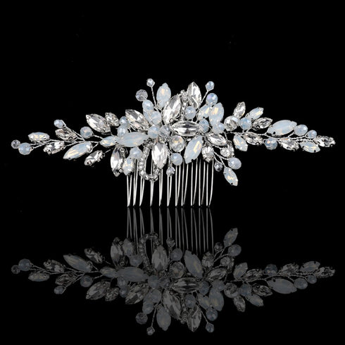 Yean Wedding Hair Comb - Silver Rhinestones Opal Crystal Vintage Bridal Hair Clips Accessories for Brides and