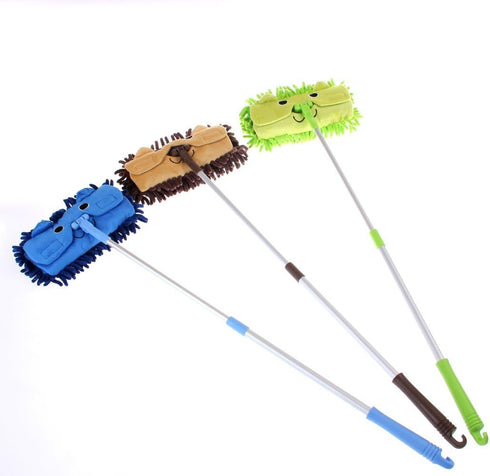 Mini Microfiber Chenille Cartoon Flat Dust Mop for Children, Detachable, 360 Degree Rotation