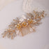 Missgrace Gold Bridal Hair Comb - Wedding Crystal Pearl Leaf Hair Clip and Rhinestone Hair Side Combs for Brides Women