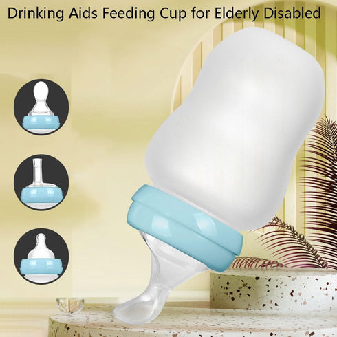 XGOPTS 180ml Drinking Aids Feeding Cup for Elderly Adults Disabled Maternity Convalescent with Straw Drink Water