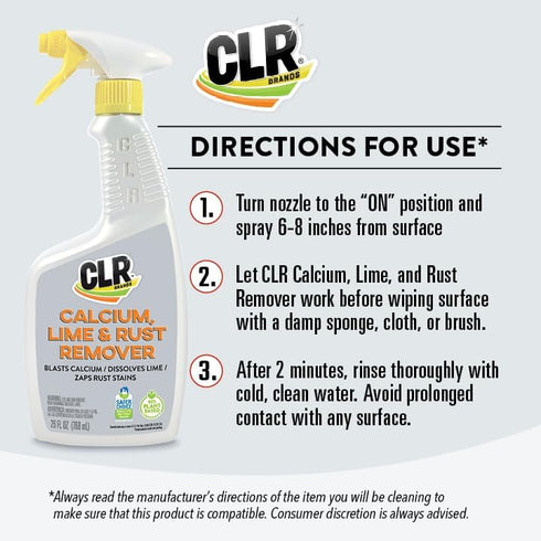 CLR Calcium, Lime & Rust Remover, 26 Ounce Spray Bottle, Pack of 2, Blasts Calcium and Dissolves Lime Deposits