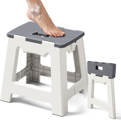 Kzeirm Foldable Shower Stool for Shaving Legs, Plastic Foot Rest Stools to Shave