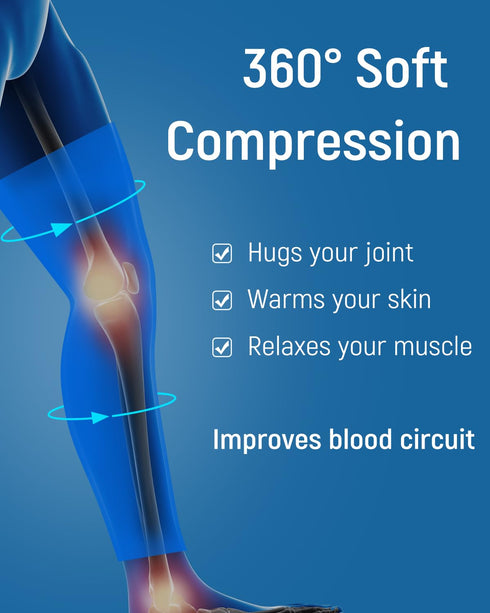 Leg Compression Sleeve - Full Length Knee Sleeve Covers Thigh, Knee and Calf, Stays in Place for Sports, Soft
