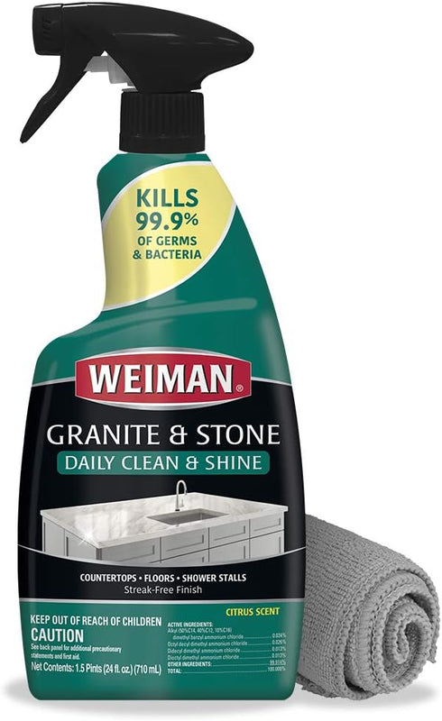 Weiman Disinfectant Granite Cleaner and Polish - Safely Clean and Shine Granite, Marble, and Quartz Countertops