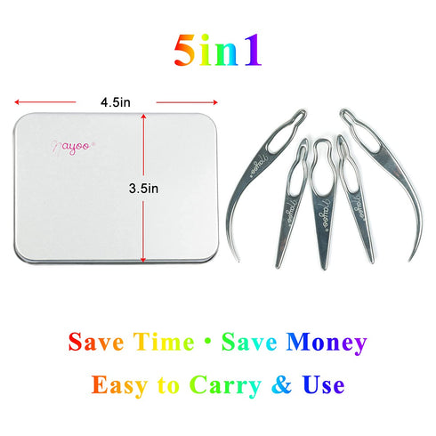 NAYOO Interlock Tool for Locs, EasyLoc Hair Tool for Dreadlocks, 5 Piece Silver Hair Locking Tool