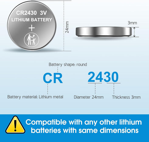 CR2430 3V Lithium Coin Cell Battery - Premium 10 Pack for Watches, Medical Devices, and Calculators