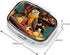XBubupX 2 Owl Vintage Glasses Perched On A Bar Cart Pill Box Square Metal Pill Case with Compartment Travel Pill