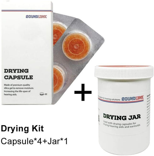 Hearing Aids Drying Kit, Includes Drying Jar and Two Drying Capsules (60 * 85mm)