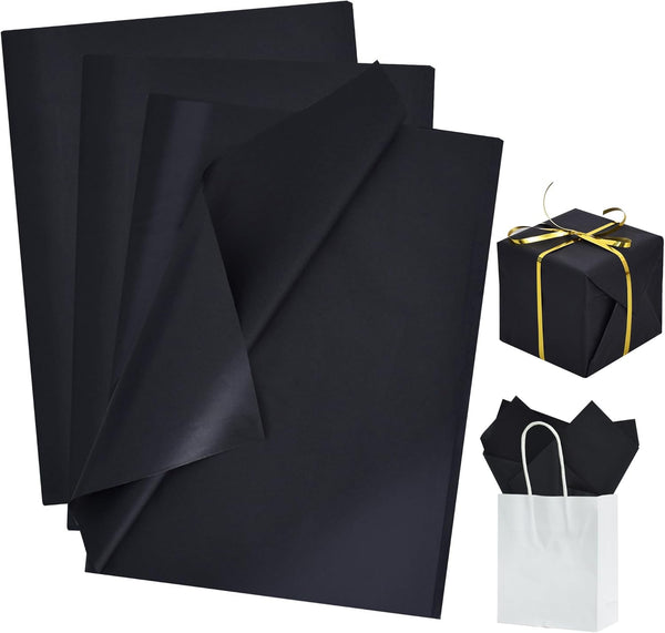 BEISHIDA 100 Sheets Black Tissue Paper, 14"x20" Gift Wrap for DIY Crafts, Gift Wrapping, Birthday, Wedding