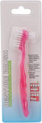 Double Sided Denture Cleaning Brush, Portable Plaque Removal Toothbrush for Home & Travel (Pink)