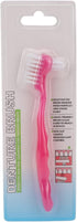 Double Sided Denture Cleaning Brush, Portable Plaque Removal Toothbrush for Home & Travel (Pink)
