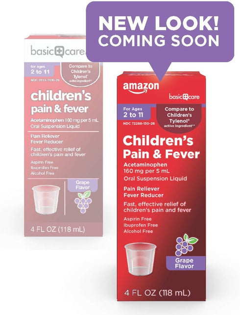Amazon Basic Care Children's Acetaminophen, 160 mg per 5 mL, Grape Flavor, 4 fl oz (Pack of 1)