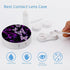 Purple Butterfly Pattern Contact Lens Case Box with Tweezers, Remover Tool, Solution Bottle, and Mirror for Eye Care
