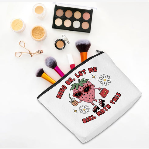 Inspirational Gifts for Women, Strawberry Gifts Makeup Bag, Positive Affirmation Gifts for Therapist, Self Care