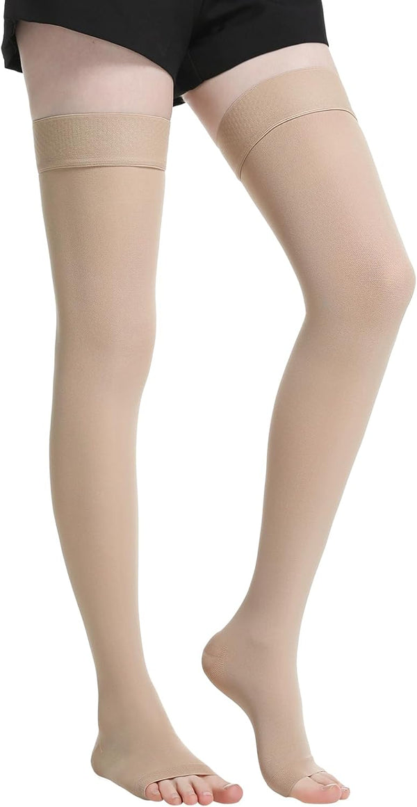 TP TOP BEAUTY 20-30 mmHg Compression Stockings for Women and Men,Thigh High Open Toe Compression