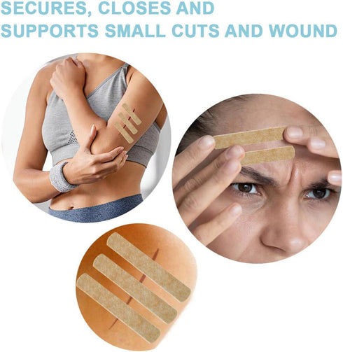 LAOJU 24 12x100mm Wound Closure Strips Steri Skin Closures Strip Breathable Sutures Bandage Stitch-Free Wound Repair