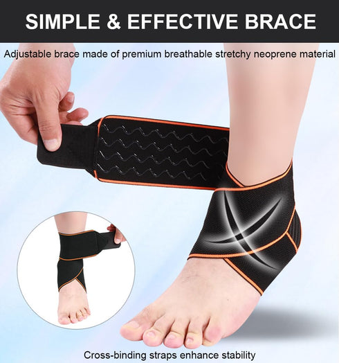 SUJAYU 2 PCS Ankle Braces for Men & Women, Ankle Compression Sleeve Plantar Fasciitis Brace Plantar Fasciitis Relief