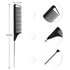 Rat Tail Combs Set: 3Pcs Long Steel Pin Teasing Combs for Salon Hair Stylists, Metal Parting Combs