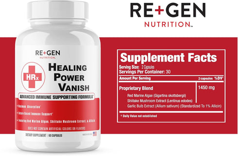 Herp Rescue Healing Power Vanish, Immune Support for Women, Mushroom Supplement, 60 Capsules