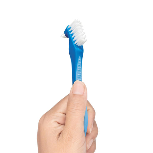 Recommended (Pack 2) GUM Denture Brush - Dual Headed Hard Bristle Toothbrush for Dentures & Acrylic Retainers - Dentist