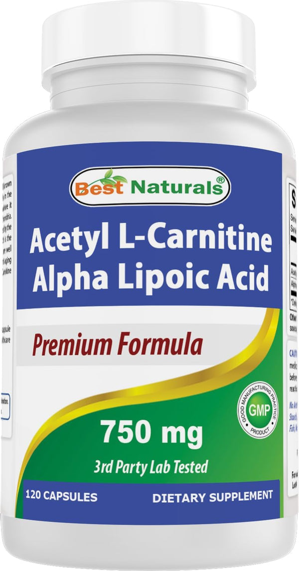 Best Naturals Acetyl L-Carnitine and Alpha Lipoic Acid, 750 mg, 120 Capsules