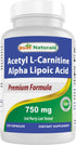 Best Naturals Acetyl L-Carnitine and Alpha Lipoic Acid, 750 mg, 120 Capsules